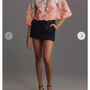 Eva Franco Floral Lace Crop Top - Coral and White